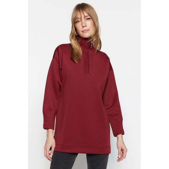 NWT Trendyol Sweatshirt Burgundy Oversize - Picture 2 of 8